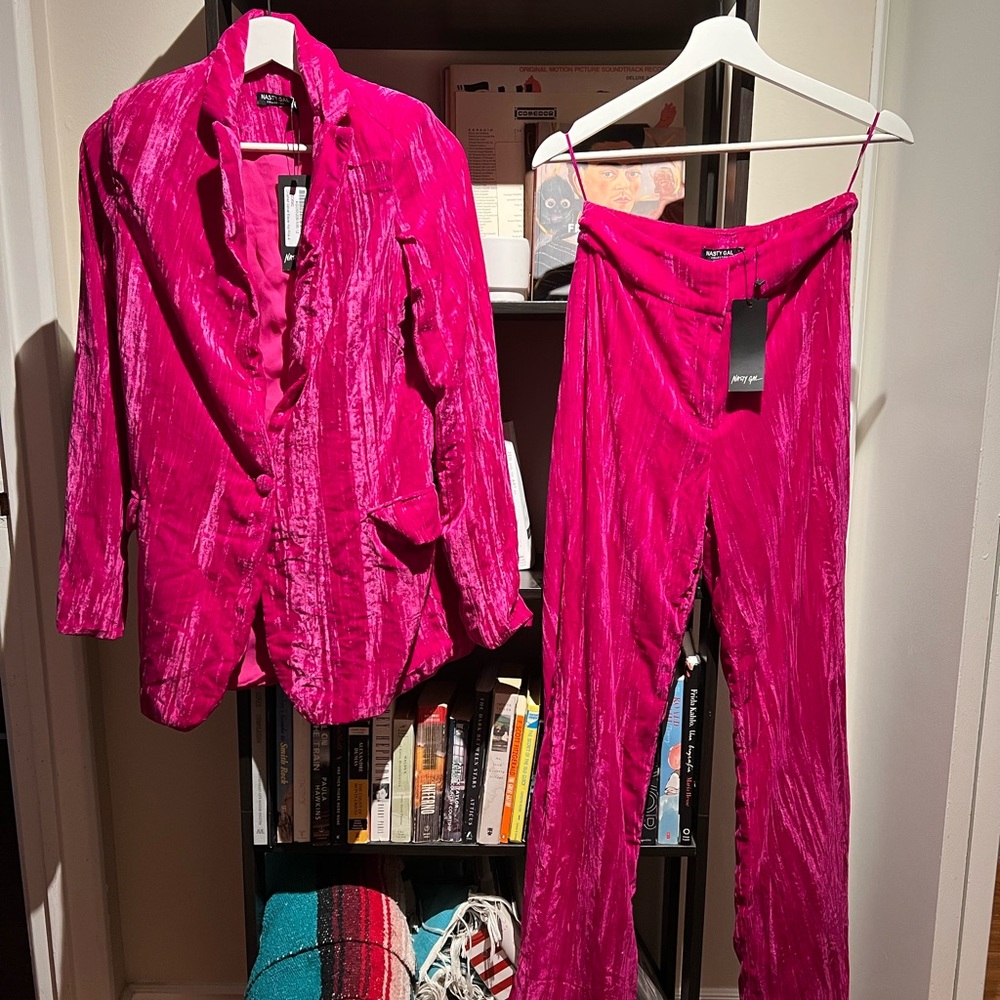 Pink Crushed Velvet Suit 2-piece
